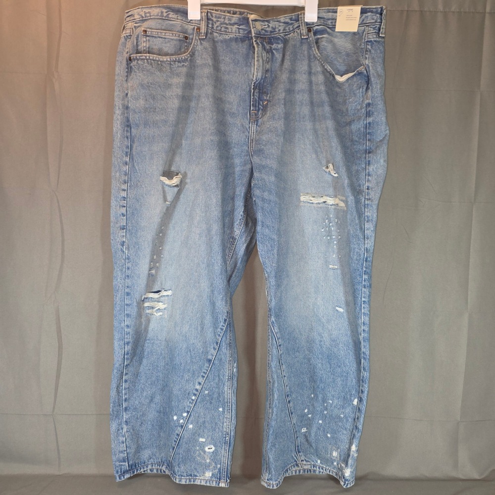 Universal Thread Womens 24R Low Slung Loose Distressed Paint Splatter Jeans Blue